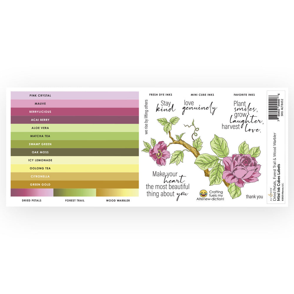Organizational Label Mini Ink Cubes Label Set  - Dried Petals, Forest Trail, Wood Warbler