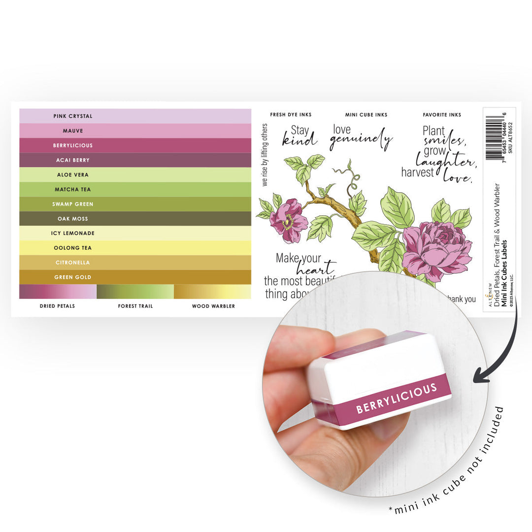 Organizational Label Mini Ink Cubes Label Set  - Dried Petals, Forest Trail, Wood Warbler