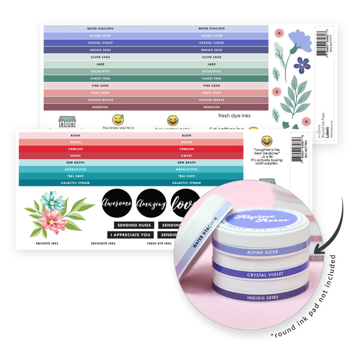 Organizational Label Round Ink Pads Label Set - 20 Fresh Dye Ink Bundle