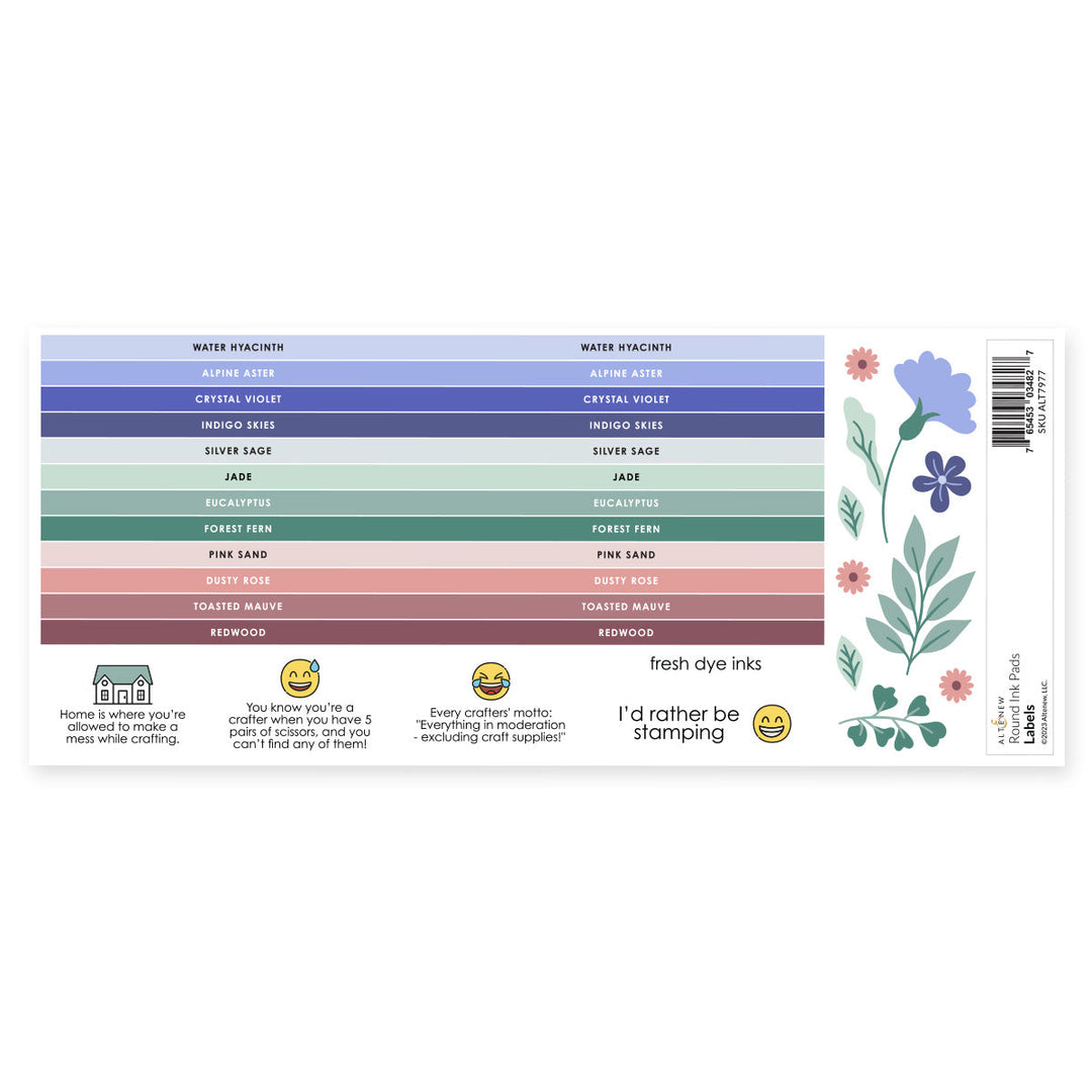 Organizational Label Round Ink Pads Label Set - Blue Mountains, Frosted Foliage, Woodland Escape