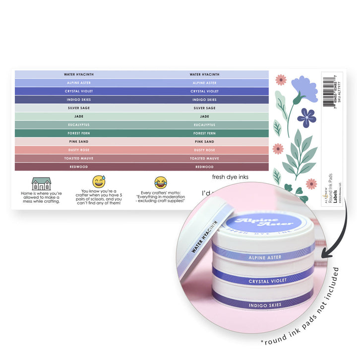 Organizational Label Round Ink Pads Label Set - Blue Mountains, Frosted Foliage, Woodland Escape