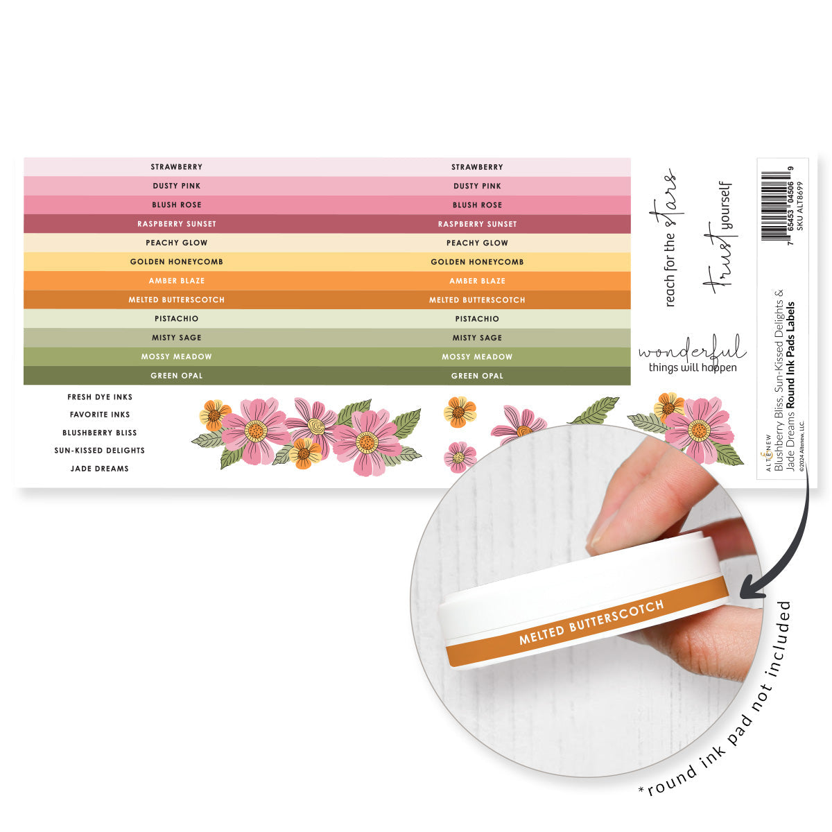Organizational Label Round Ink Pads Label Set - Blushberry Bliss, Sun-Kissed Delights, Jade Dreams