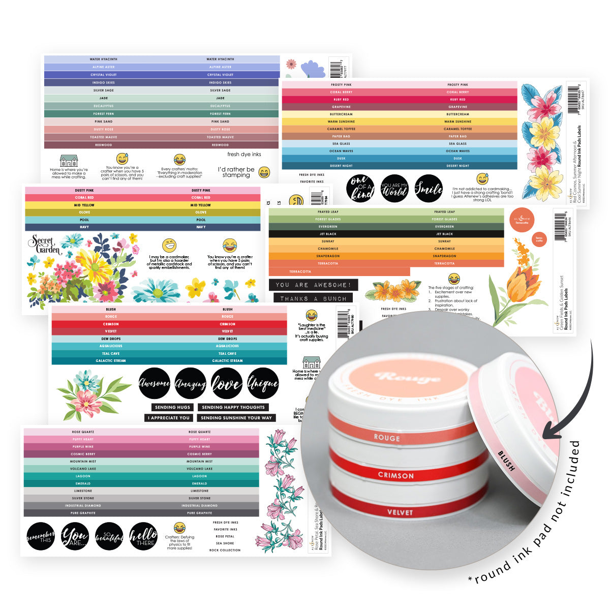 Organizational Label Round Ink Pads Label Set - ChromaBloom Delights Fresh Dye Ink Bundle