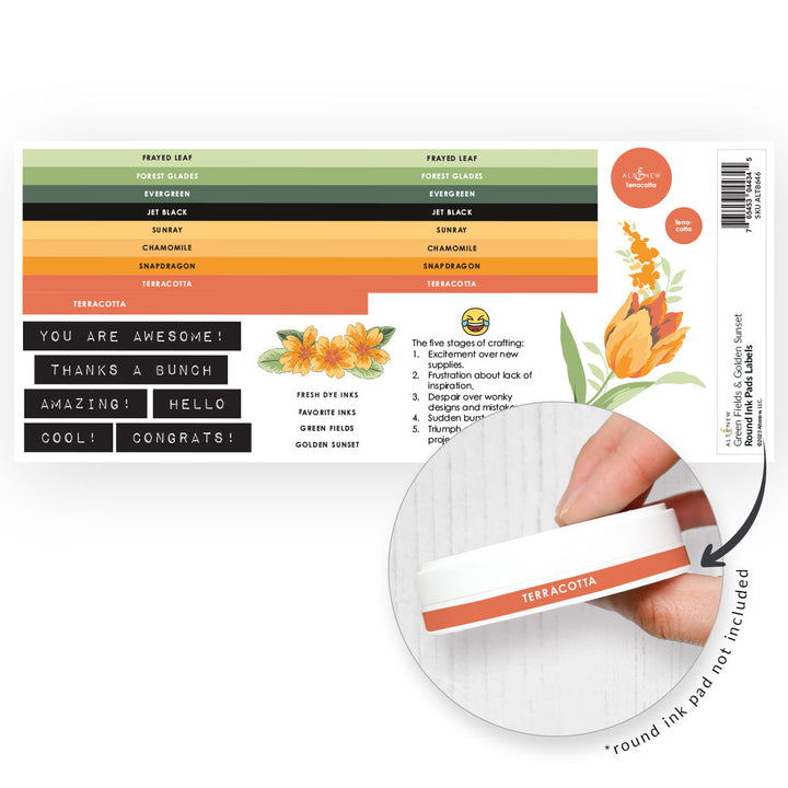 Organizational Label Round Ink Pads Label Set - Green Fields, Golden Sunset