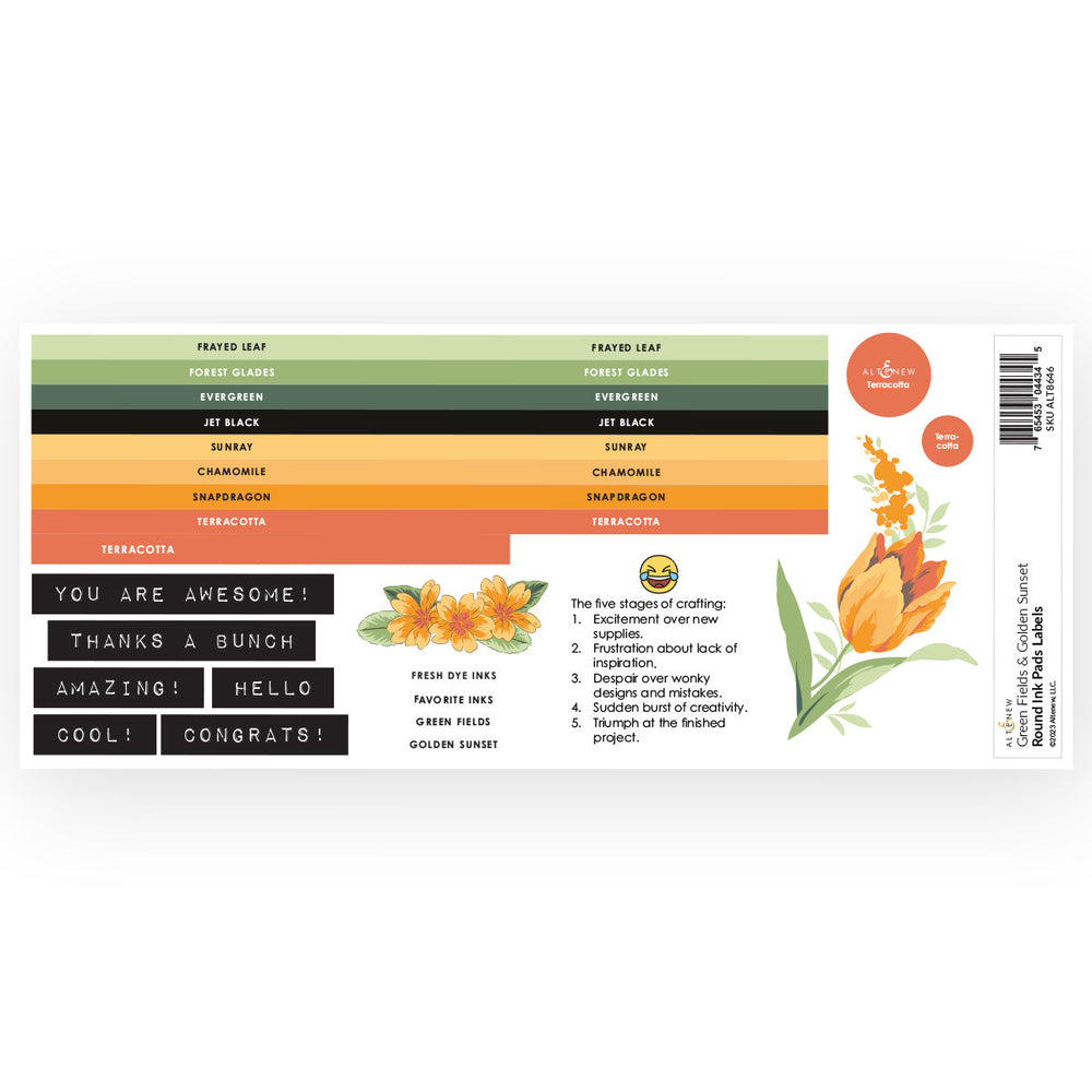 Organizational Label Round Ink Pads Label Set - Green Fields, Golden Sunset
