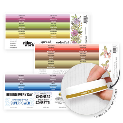 Organizational Label Round Ink Pads Label Set - Kaleidoscope of Colors Fresh Dye Ink Bundle