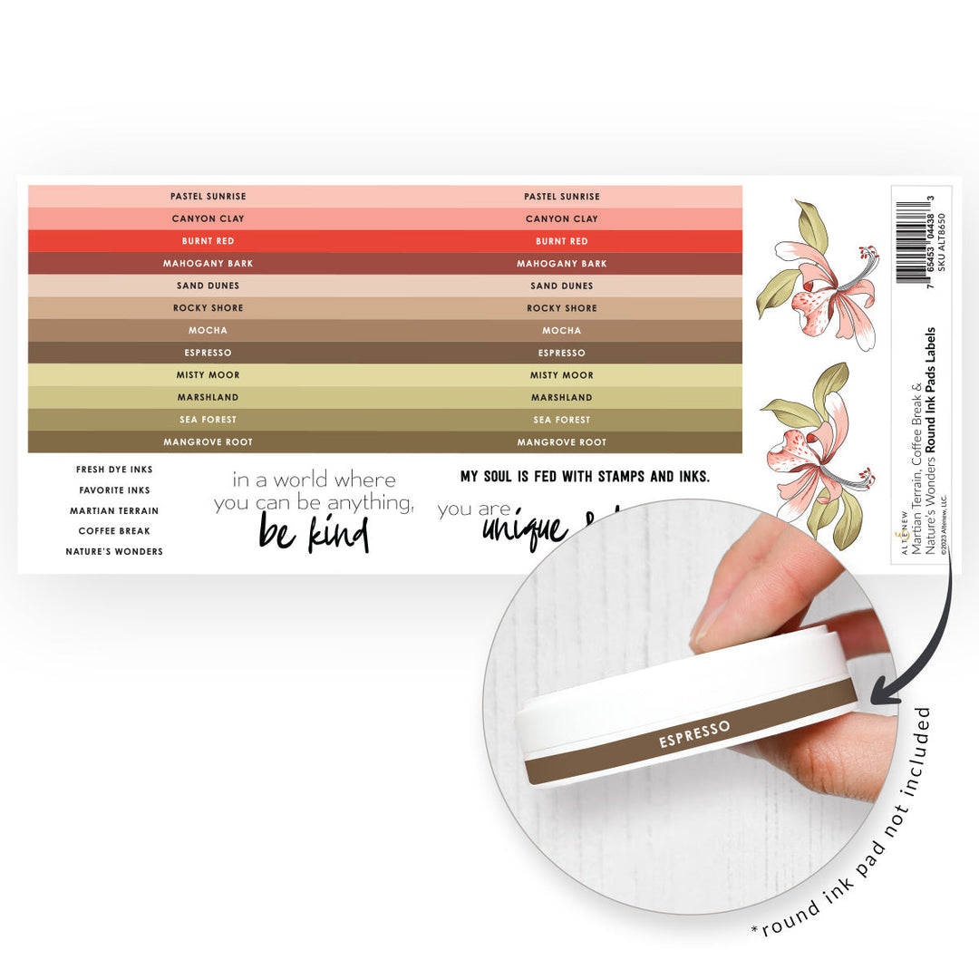 Organizational Label Round Ink Pads Label Set  - Martian Terrain, Coffee Break, Nature’s Wonders