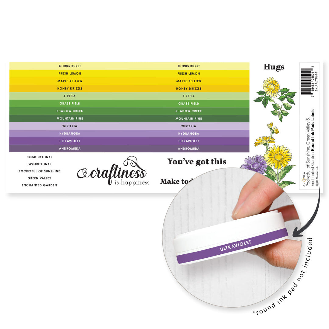 Organizational Label Round Ink Pads Label Set - Pocketful of Sunshine, Green Valley, Enchanted Garden