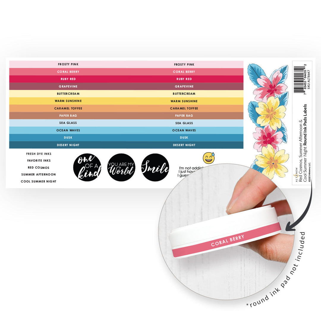 Organizational Label Round Ink Pads Label Set  - Red Cosmos, Summer Afternoon, Cool Summer Night