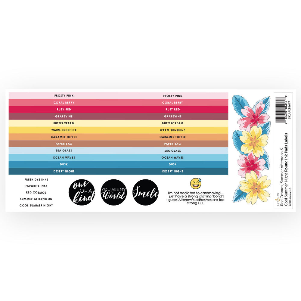 Organizational Label Round Ink Pads Label Set  - Red Cosmos, Summer Afternoon, Cool Summer Night