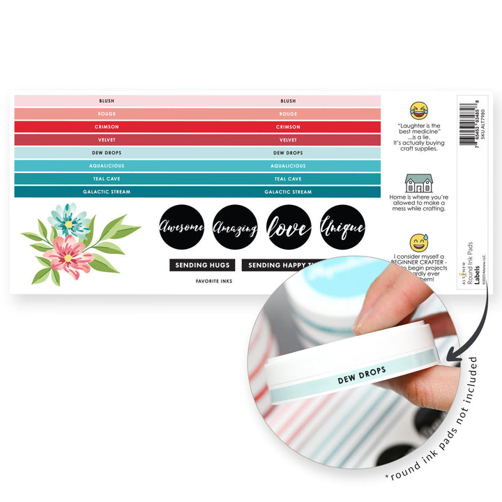 Organizational Label Round Ink Pads Label Set - Red Sunset, Sweet Dreams