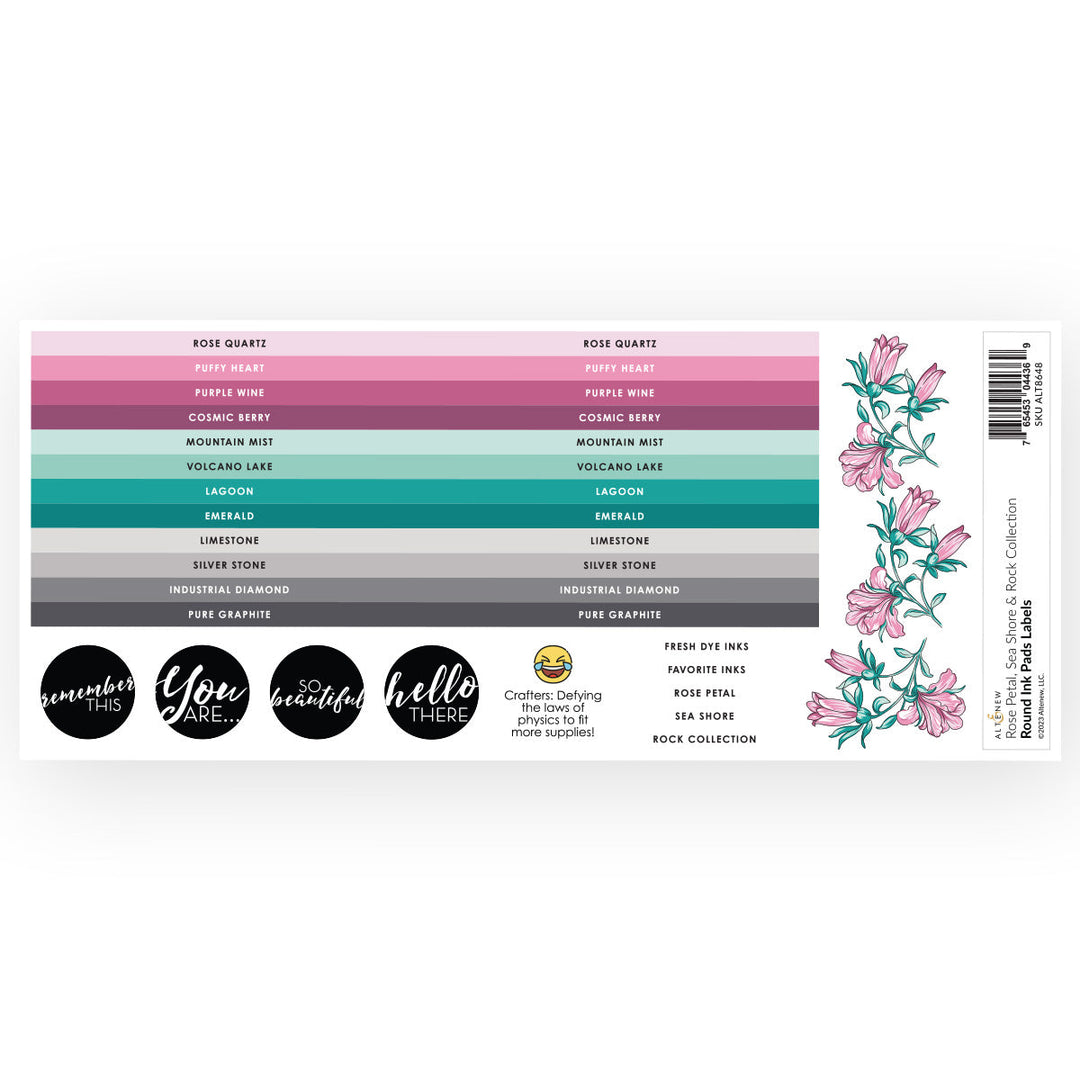 Organizational Label Round Ink Pads Label Set  - Rose Petal, Sea Shore, Rock Collection
