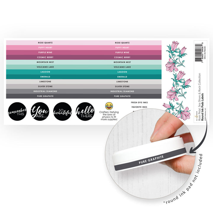 Organizational Label Round Ink Pads Label Set  - Rose Petal, Sea Shore, Rock Collection