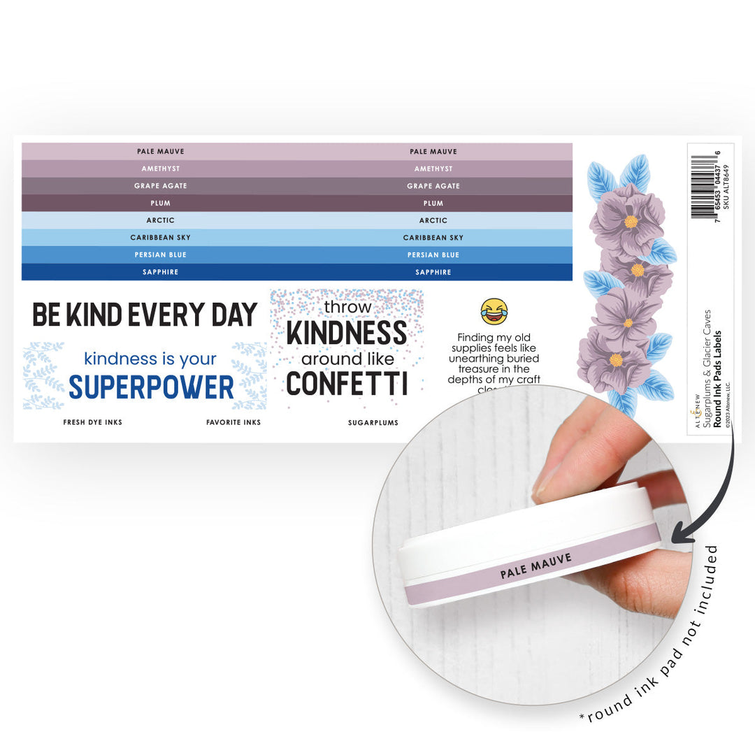 Organizational Label Round Ink Pads Label Set  - Sugarplums, Glacier Caves