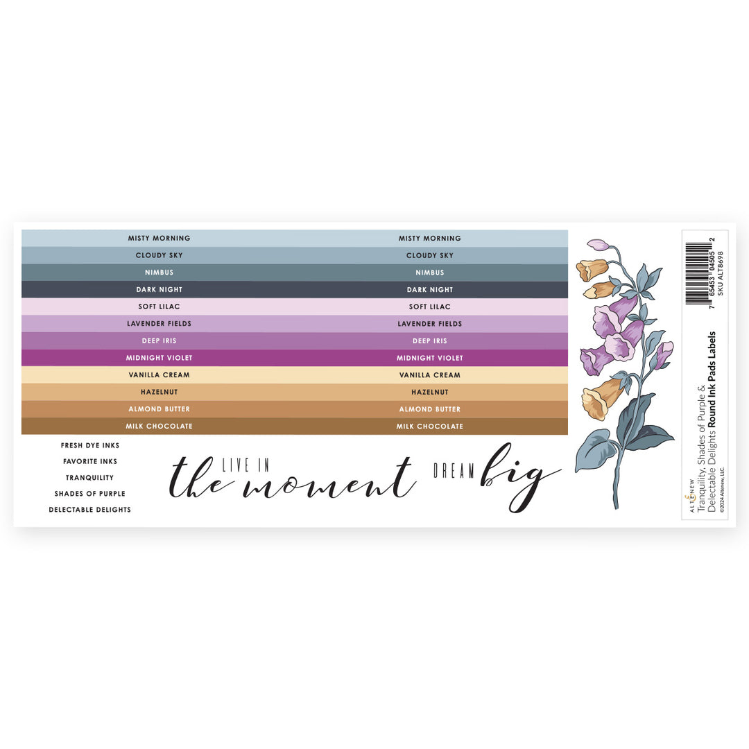 Organizational Label Round Ink Pads Label Set - Tranquility, Shades of Purple, Delectable Delights