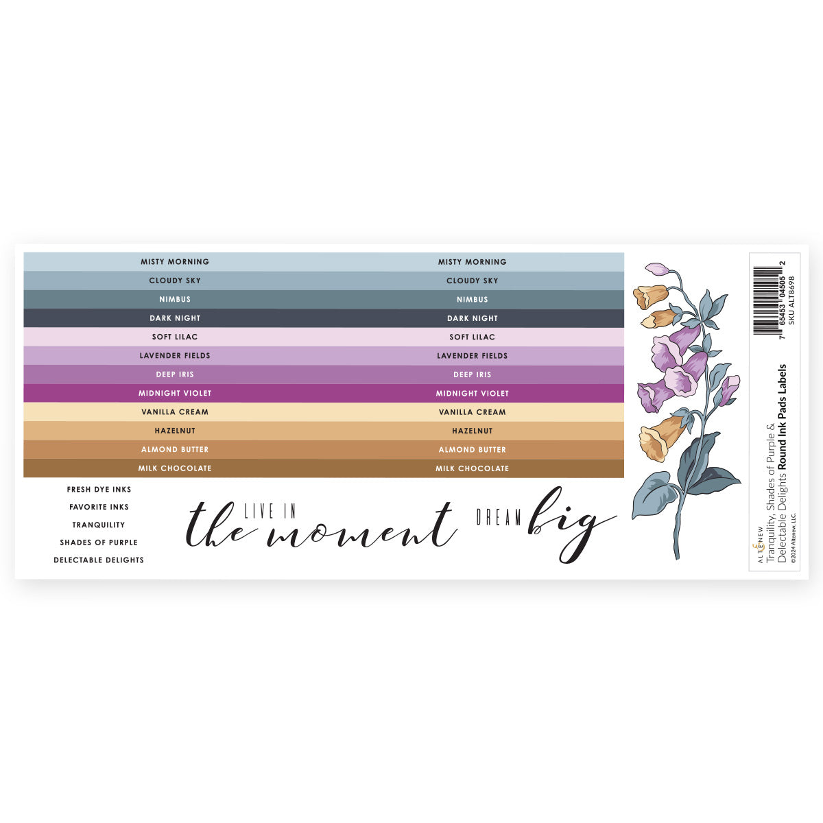 Organizational Label Round Ink Pads Label Set - Tranquility, Shades of Purple, Delectable Delights
