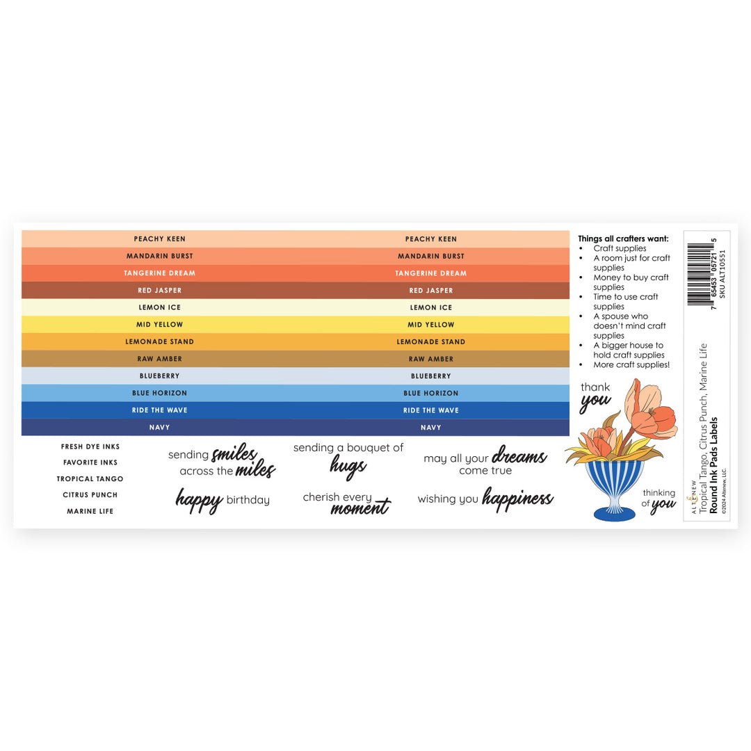 Organizational Label Round Ink Pads Label Set - Tropical Tango, Citrus Punch, Marine Life