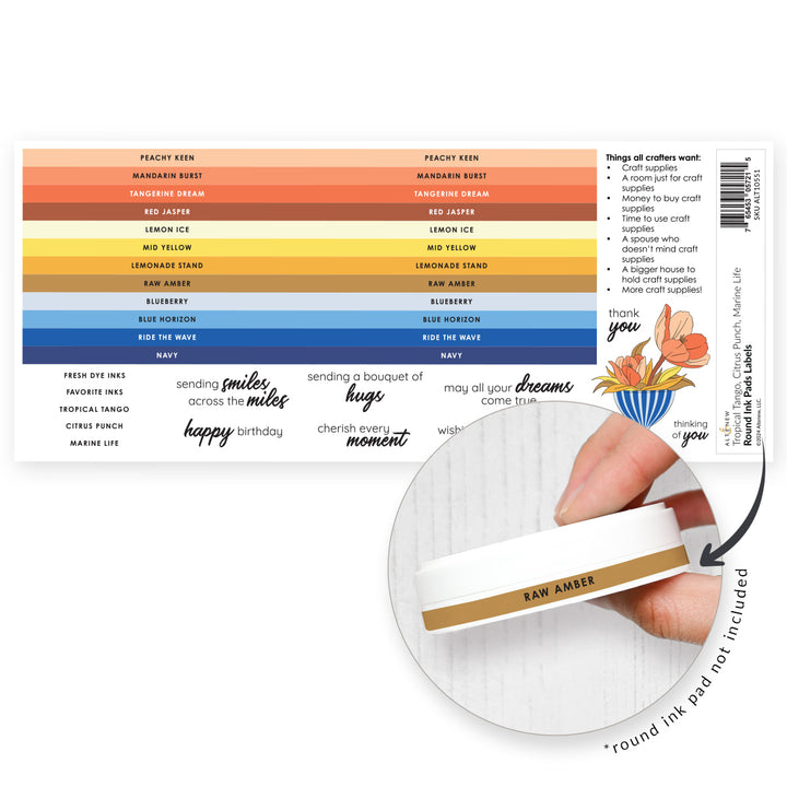 Organizational Label Round Ink Pads Label Set - Tropical Tango, Citrus Punch, Marine Life