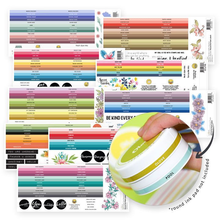 Organizational Label Round Ink Pads Label Set - Vividly Versatile Fresh Dye Ink Bundle