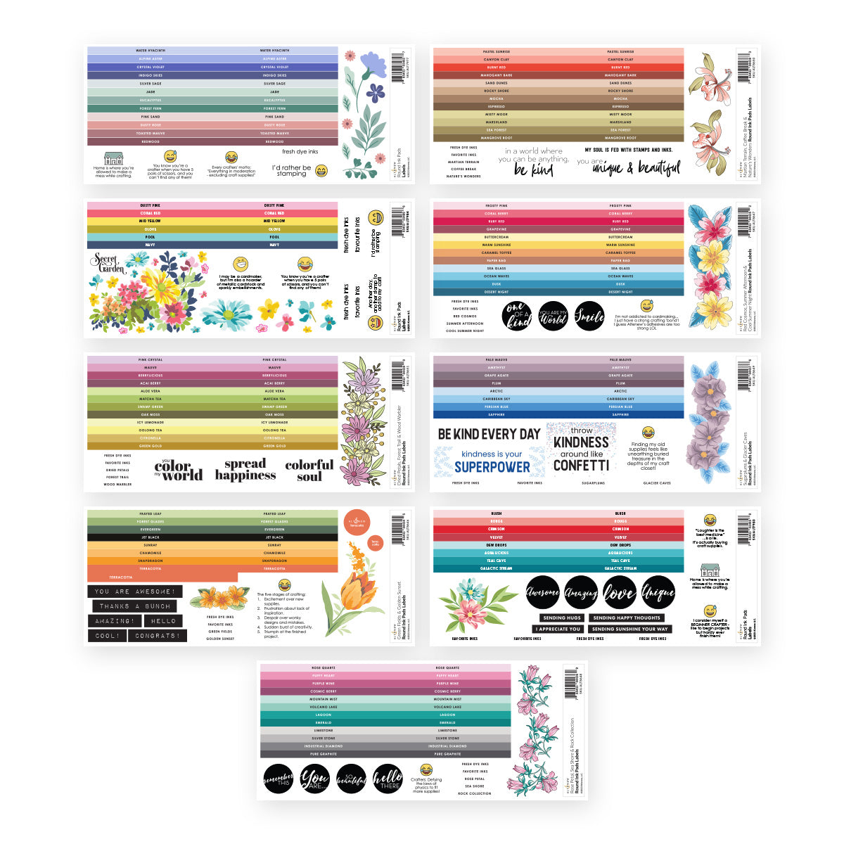 Organizational Label Round Ink Pads Label Set - Vividly Versatile Fresh Dye Ink Bundle