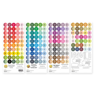 Organizational Label Small Ink Blending Brush Label Set - All Crisp Dye Ink Colors (4 Sheets)