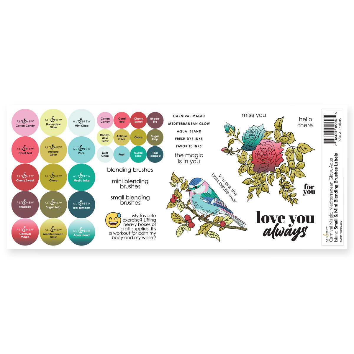 Organizational Label Small & Mini Blending Brushes Label Set - Carnival Magic, Mediterranean Glow, Aqua Island