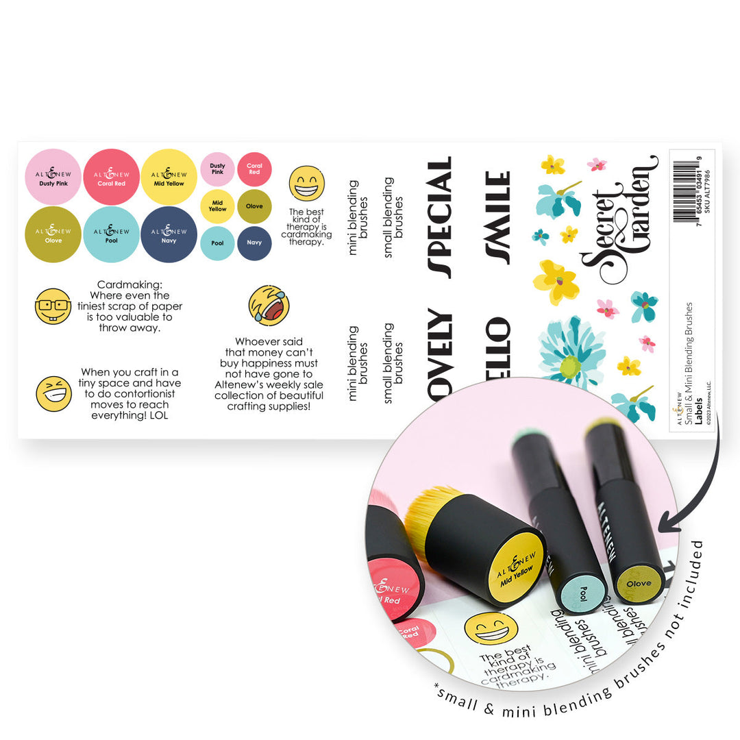 Organizational Label Small & Mini Blending Brushes Label Set - Deco Garden