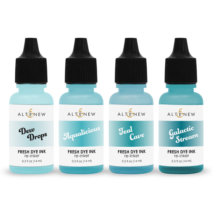Re-inker Bundle Sweet Dreams Fresh Dye Ink Re-inker (Dew Drops, Aqualicious, Teal Cave, Galactic Stream)