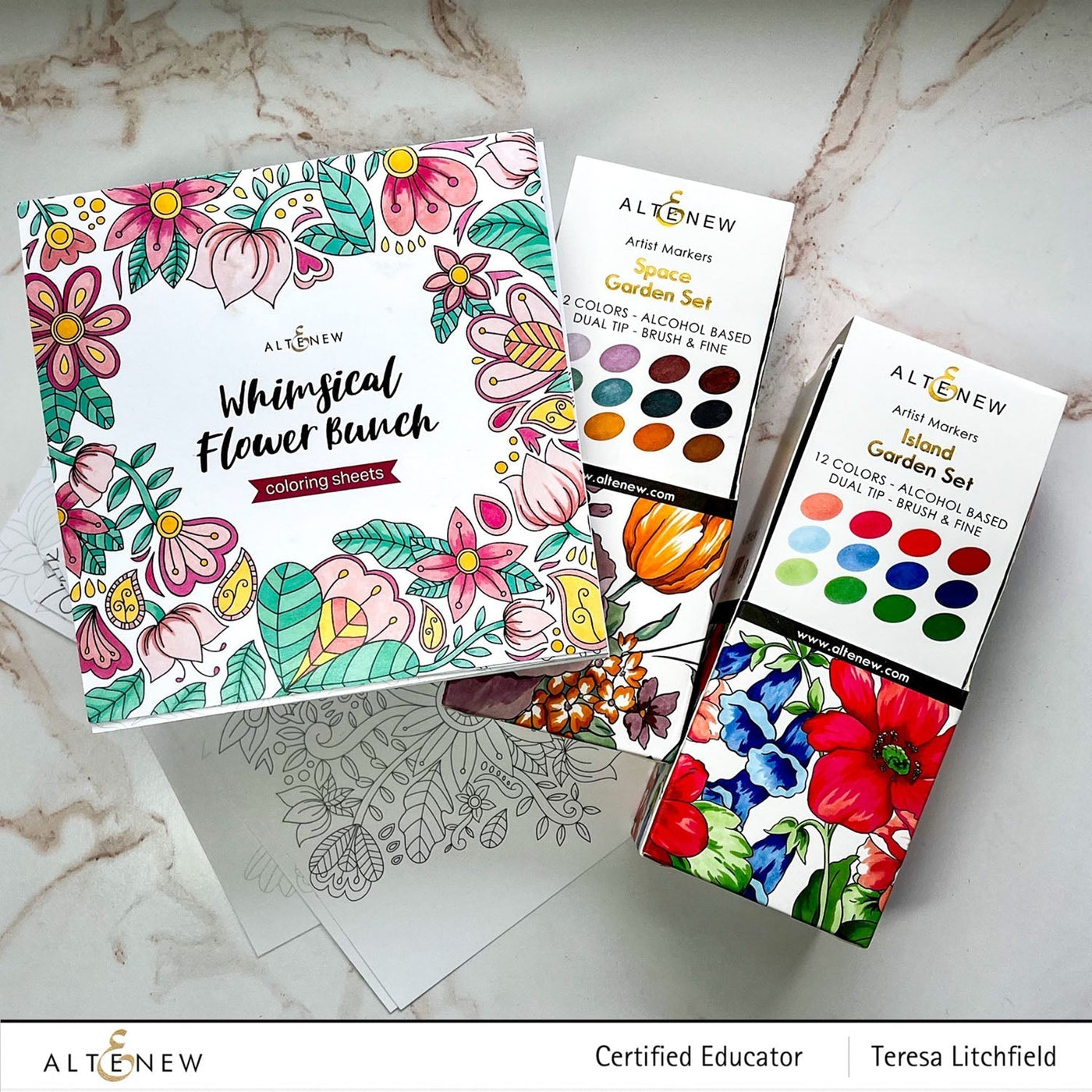 Release Bundle Island Garden Artist Alcohol Markers Set & Coloring Sheet Bundle