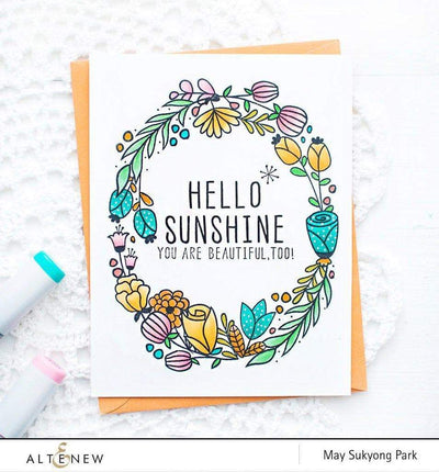 Stamp & Alcohol Marker Bundle Artist Alcohol Markers Primary Essential Set & Hello Sunshine Stamp Set Bundle