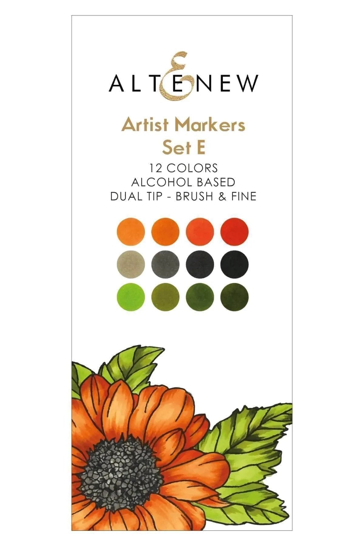 Stamp & Alcohol Marker Bundle Artist Alcohol Markers Set E & Spring Daisy Stamp Set Bundle