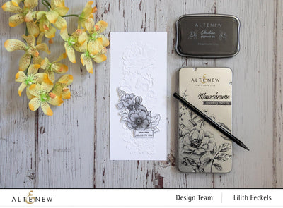 Stamp & Art Supplies Bundle Paint-A-Flower: Waterlily Dahlia & Monochrome Shading Pencils Bundle