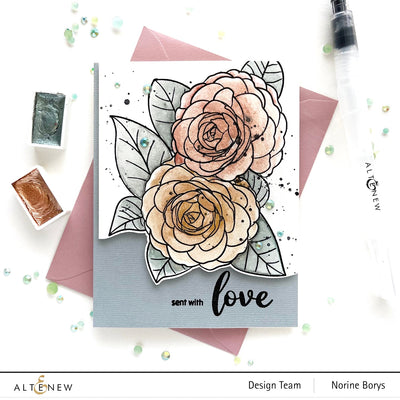 Stamp & Coloring Pencil Bundle Paint-A-Flower: Camellia Waterhouse & Woodless Coloring Pencils Bundle