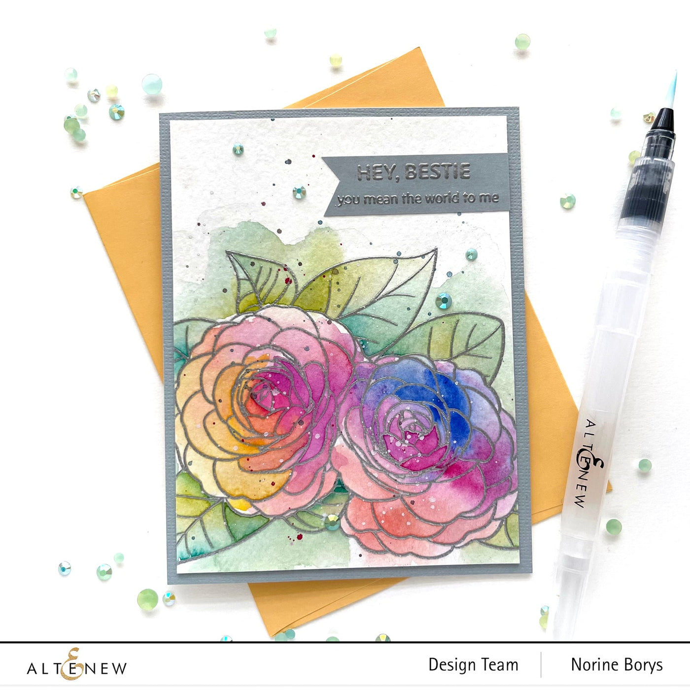 Stamp & Coloring Pencil Bundle Paint-A-Flower: Camellia Waterhouse & Woodless Coloring Pencils Bundle