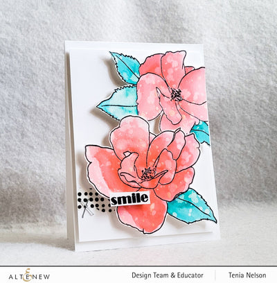Stamp & Coloring Pencil Bundle Paint-A-Flower: China Rose & Woodless Coloring Pencils Bundle