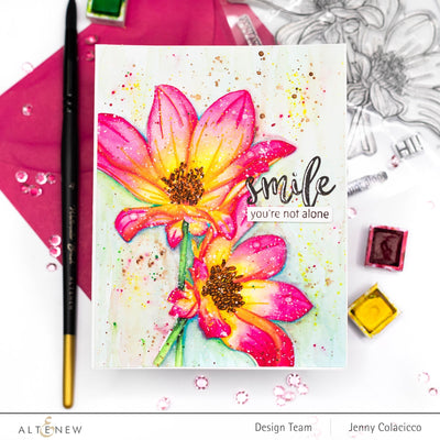 Stamp & Coloring Pencil Bundle Paint-A-Flower: Dahlia Bright Eyes & Woodless Coloring Pencils Bundle