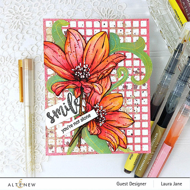 Stamp & Coloring Pencil Bundle Paint-A-Flower: Dahlia Bright Eyes & Woodless Coloring Pencils Bundle