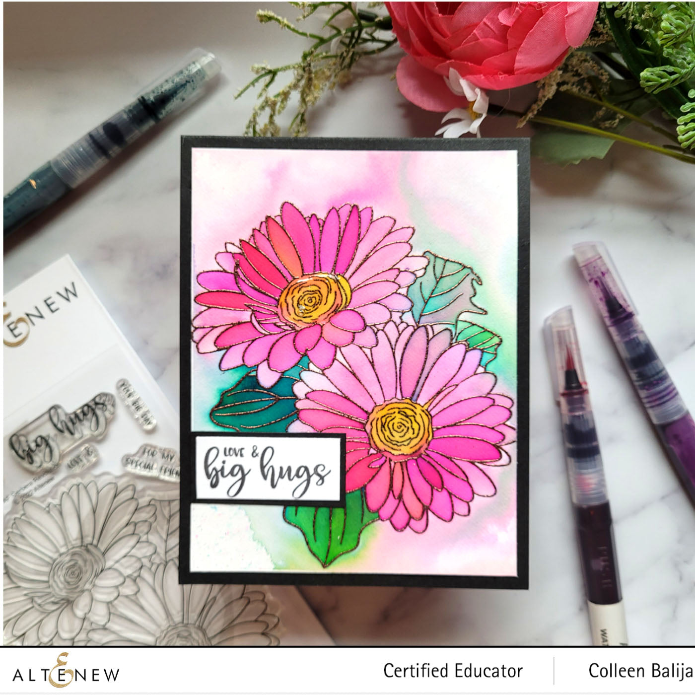 Stamp & Coloring Pencil Bundle Paint-A-Flower: Gerbera Revolution & Woodless Coloring Pencils Bundle