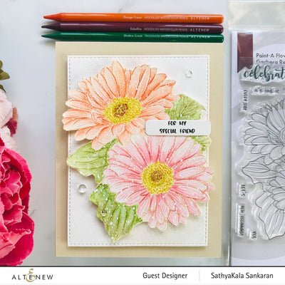 Stamp & Coloring Pencil Bundle Paint-A-Flower: Gerbera Revolution & Woodless Coloring Pencils Bundle