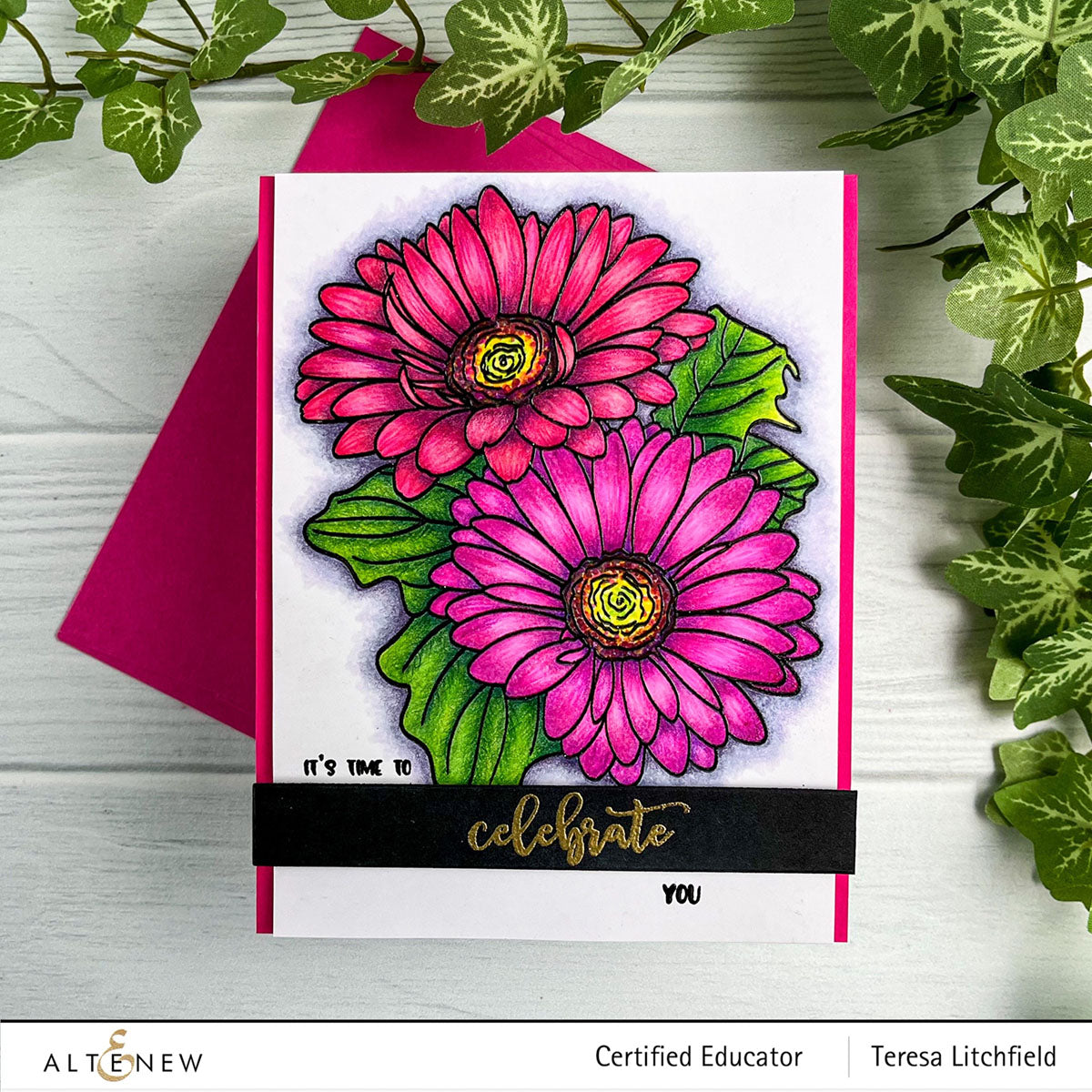 Stamp & Coloring Pencil Bundle Paint-A-Flower: Gerbera Revolution & Woodless Coloring Pencils Bundle