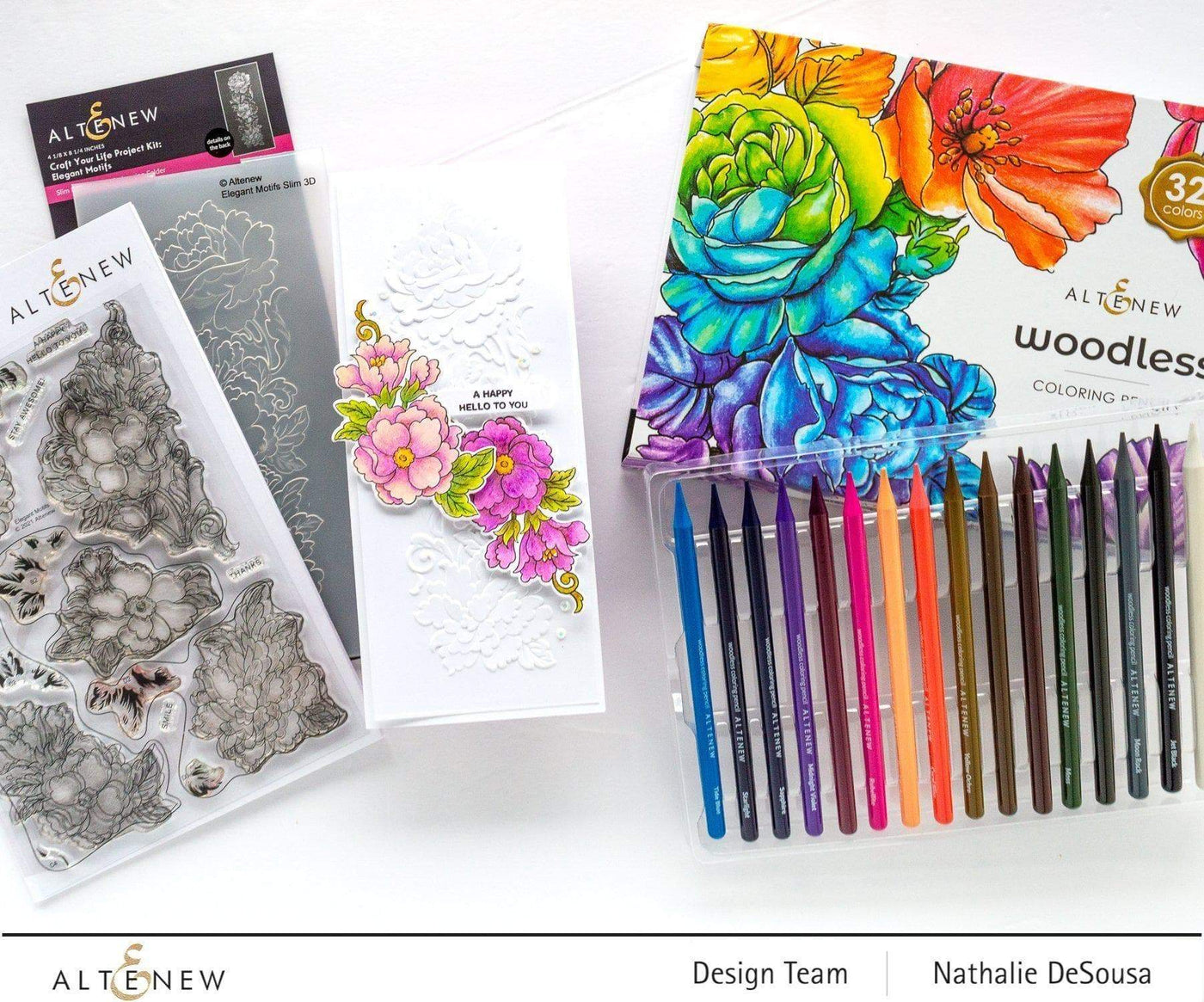 Stamp & Coloring Pencil Bundle Paint-A-Flower: Himalayan Poppy Outline Stamp Set & Woodless Coloring Pencils Bundle