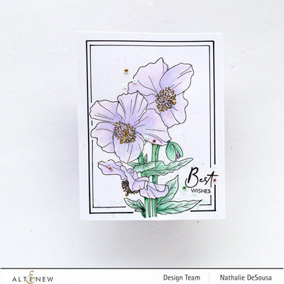 Stamp & Coloring Pencil Bundle Paint-A-Flower: Himalayan Poppy Outline Stamp Set & Woodless Coloring Pencils Bundle