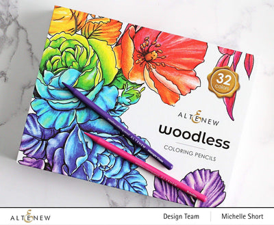 Stamp & Coloring Pencil Bundle Paint-A-Flower: Rosa Floribunda & Woodless Coloring Pencils