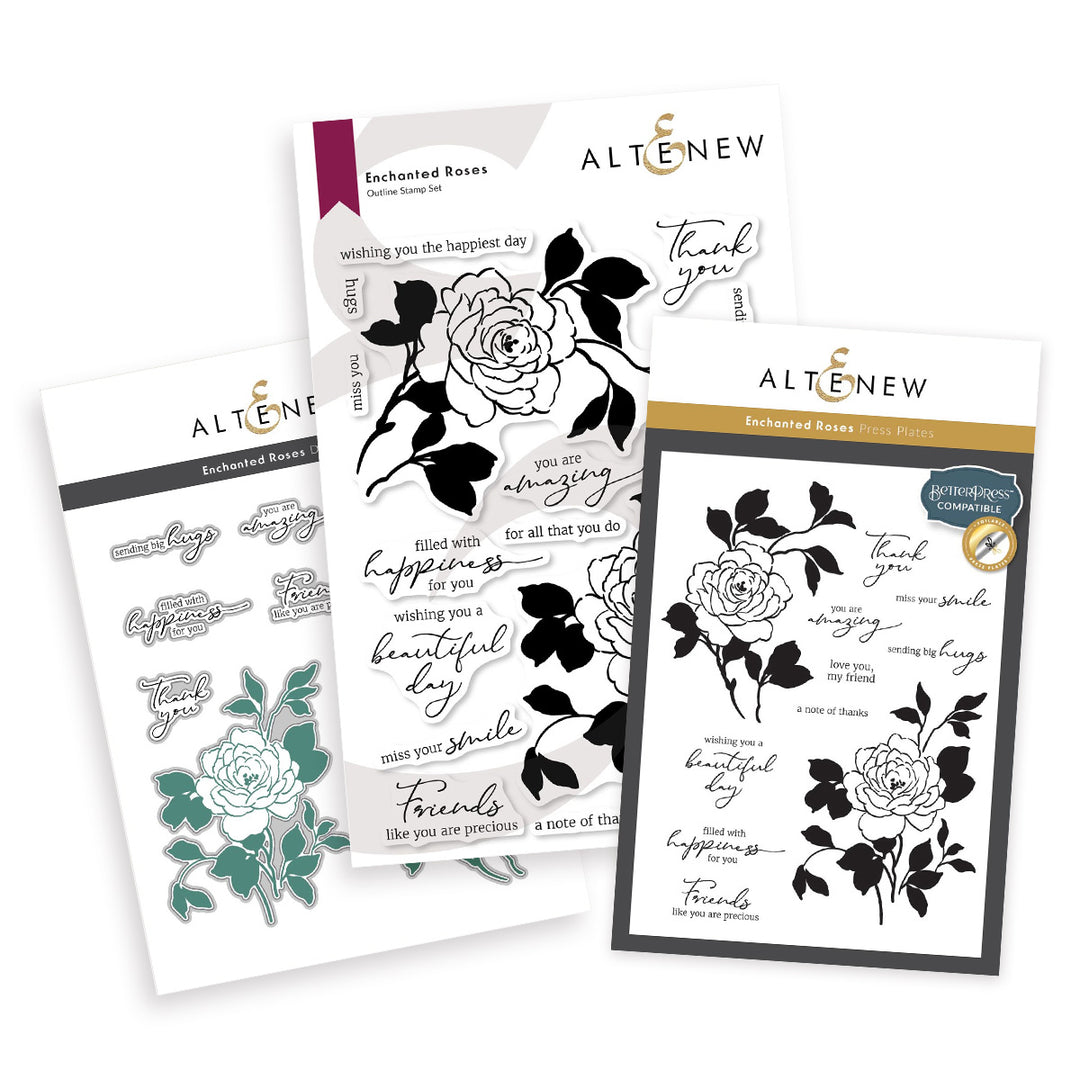 Stamp & Die & Betterpress Plates Bundle Enchanted Roses