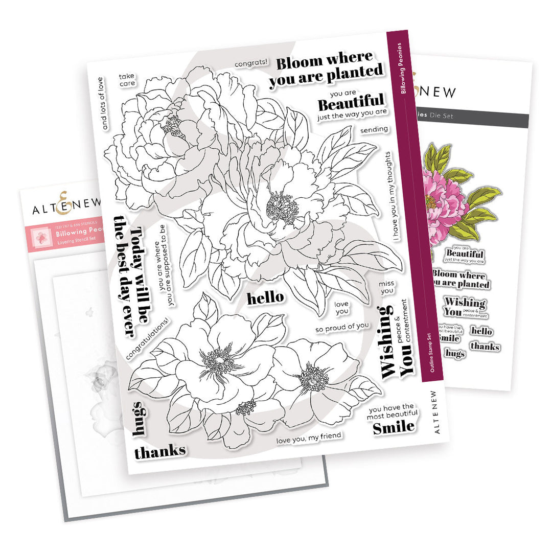 Stamp & Die Bundle Billowing Peonies