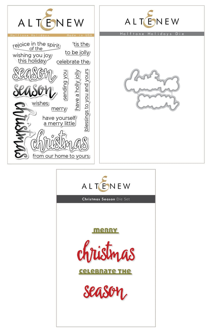 Stamp & Die Bundle Halftone Holidays Stamp & Die & Christmas Season Die Set Bundle
