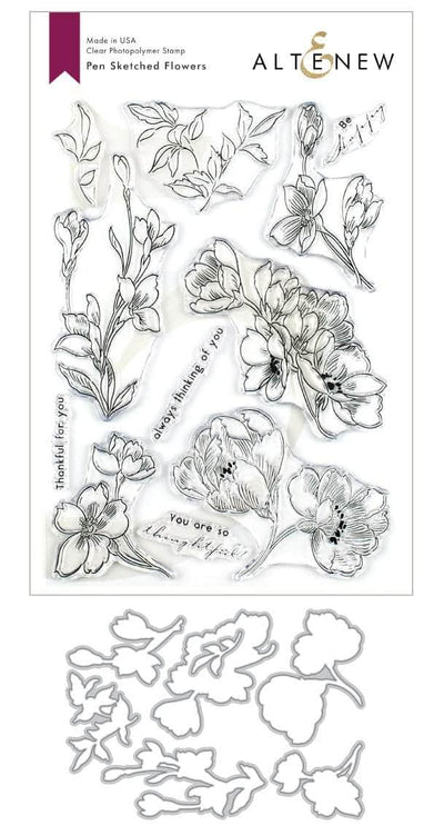 Stamp & Die Bundle Pen Sketched Flowers