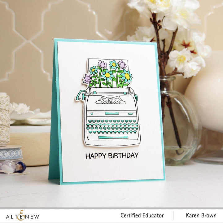Stamp & Die Bundle Typewriter Flowers