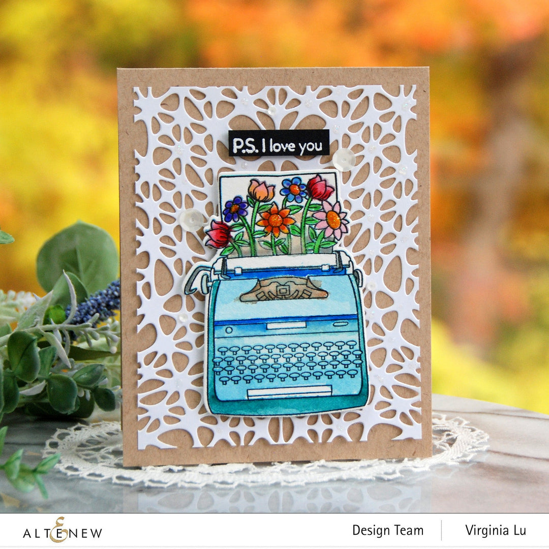 Stamp & Die Bundle Typewriter Flowers