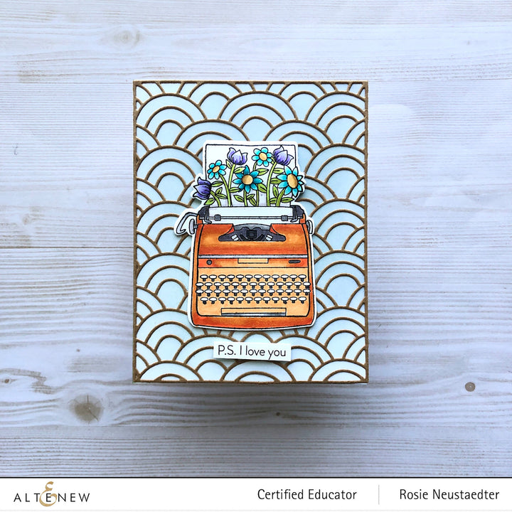 Stamp & Die Bundle Typewriter Flowers